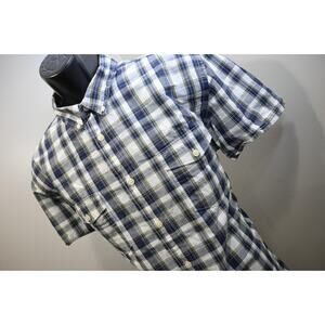 Lucky Brand Casual Button Up Dress Shirt Plaid Short Sleeve Mens Size Large